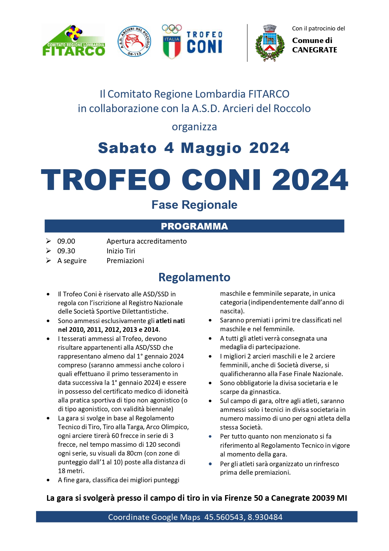 Trofeo CONI 2024 – Fase Regionale Lombardia